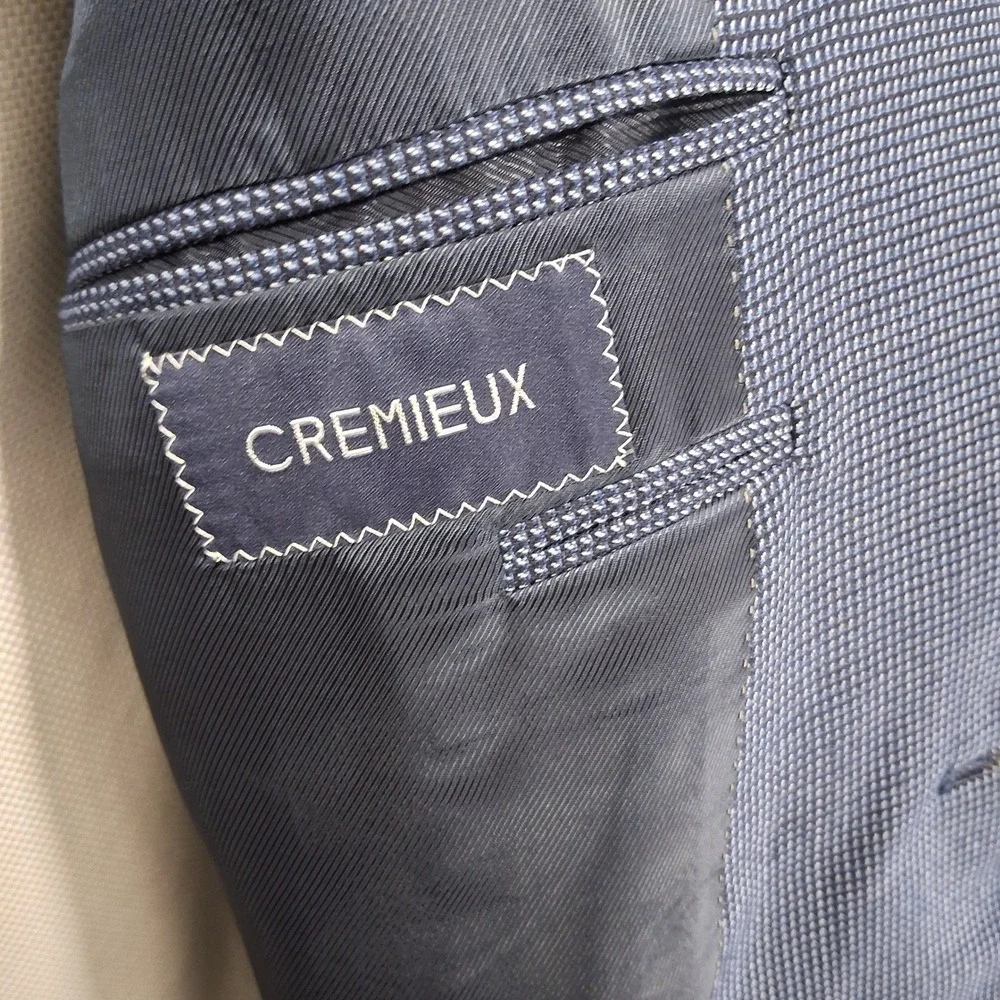 Cremieux Sport Coat Mens 46L Blue Birdseye Loro Piana Wool Blazer Double Vent